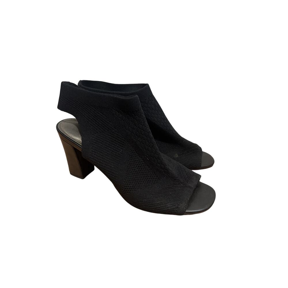 Onex Black Peep Toe Knit Stretch Heels Size 8 M - Picture 2 of 8